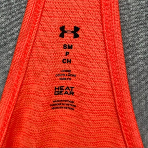 Under Armour Orange Heat Gear Tank Top Loose Fit Racer Back - Picture 2 of 10